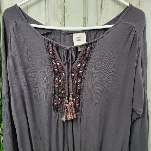 Knox Rose Boho Embroidered Rayon Blouse Lavendar Size Small - Picture 4 of 6